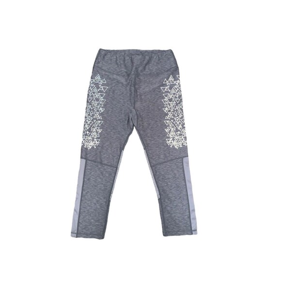 R8 activewear heathered gray Capri cropped leggings w/ mesh & reflective detail - Picture 1 of 6